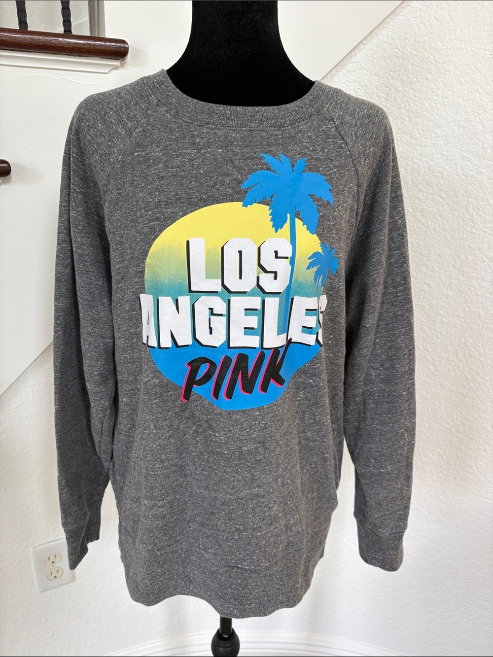 PINK Victoria's Secret Gray Los Angeles Graphic Crewneck Sweater